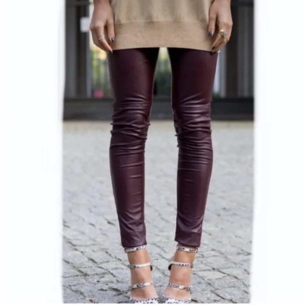 Vince Leather Zip Ankle Leggings
